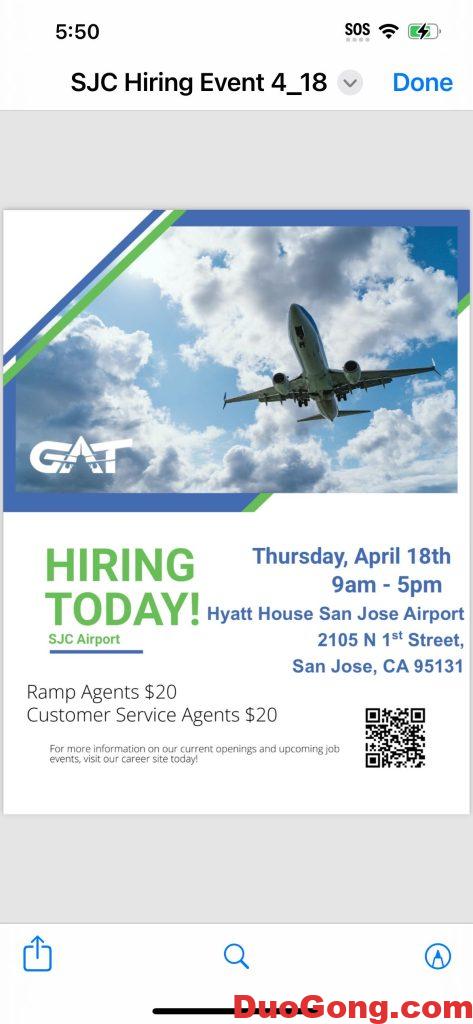 圖片[1]-sanjose機場招人-多工網